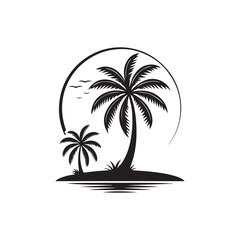 palm tree silhouette logo vector line art logo design