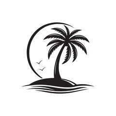 palm tree silhouette logo vector line art logo design