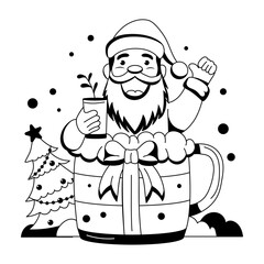 Character based glyph illustration of happy santa 