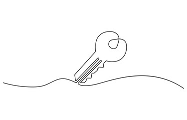 Key icon in continuous line drawing style. Line art of key icon, Vector illustration, continuous line drawing.