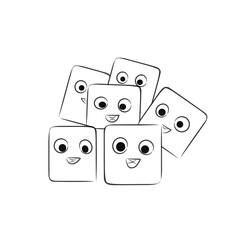 Cartoon concept in the shape of a square resembling a face with a black and white background