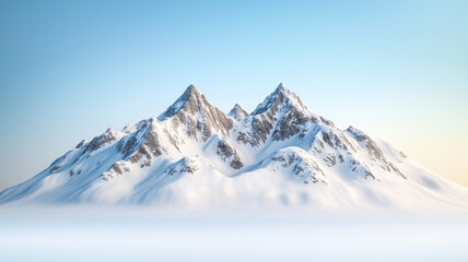 Obraz premium Snow covered mountain range with sharp peaks under clear blue sky, creating serene and majestic landscape. scene evokes sense of tranquility and natural beauty
