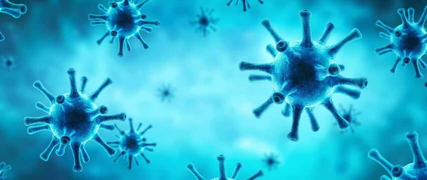 Coronavirus or flu viruses 3d like microscopic view, covid19 germ in cell, concept of corona, covid, science, virology. 