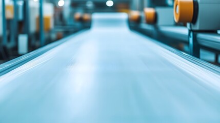 Transparent Plastic Sheets Flowing Through Manufacturing Process in Factory