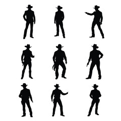 A set of Cow boy vector silhouette isolated,Cowboy in various action silhouette,black vector silhouette
Cow boy Vector Silhouette,Cow boy in various actions,Cow boy standing in various views.