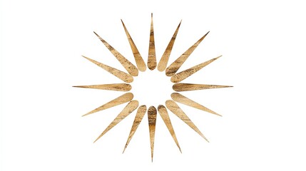 Fototapeta premium Starburst design element showcasing sharp, angular points radiating outward in a circular formation, set against a clean white background for versatile graphic applications.