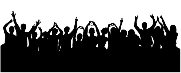 Concert crowd at music festival, crowd at concert, cheering crowd silhouette