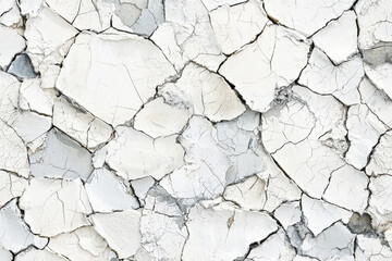 Textured pattern of cracked paint in white and gray showcasing a vintage rustic charm and weathered aesthetic