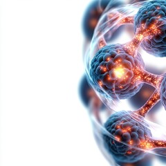 Immune system boosting concepts showcasing a glowing vitamin C molecule interacting with immune cells, enhancing body defense with a cutting-edge medical illustration