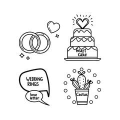 Valentine's Day Doodle Det, Wedding Rings and Heart-Shaped Cake