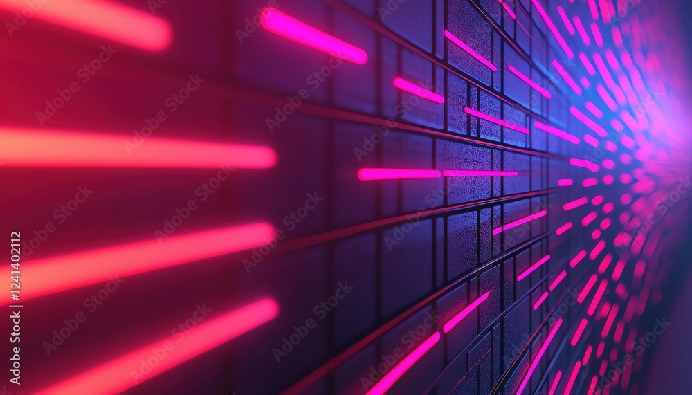 Poster vibrant neon lights creating dynamic patterns on a surface.