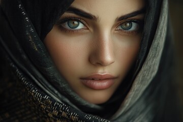 Naklejka premium Mysterious Gaze: A Portrait of Elegance and Intrigue