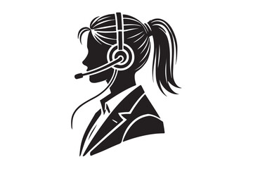 call center agent in profile view silhouette logo