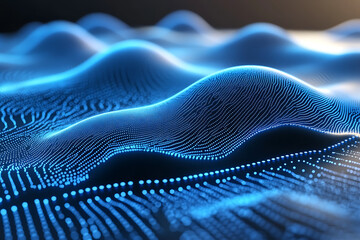 An abstract digital background representing the Shambhala awakening system, featuring interconnected data points and glowing lines in blue and black hues, symbolizing a path to enlightenment through m