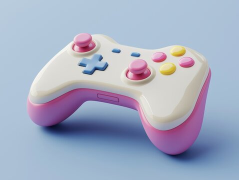 3d cartoon game pad Controller isolated on white background 