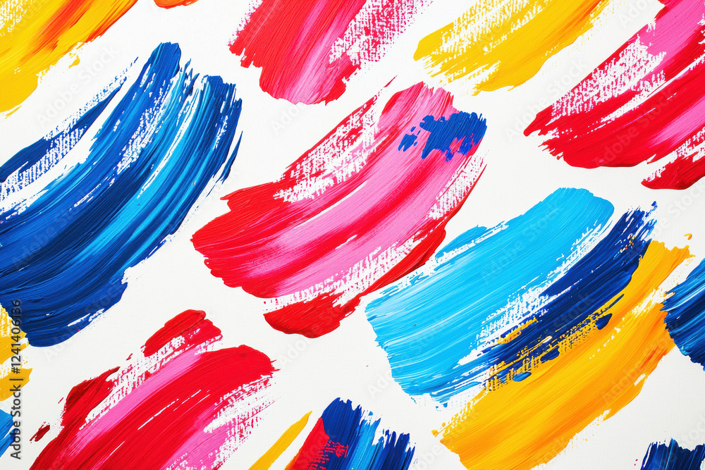 Poster vibrant pattern of colorful brush strokes creating an energetic and dynamic abstract art composition