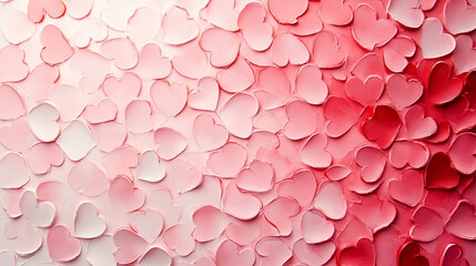 Pastel pink and red hearts forming a soft gradient pattern on white-2