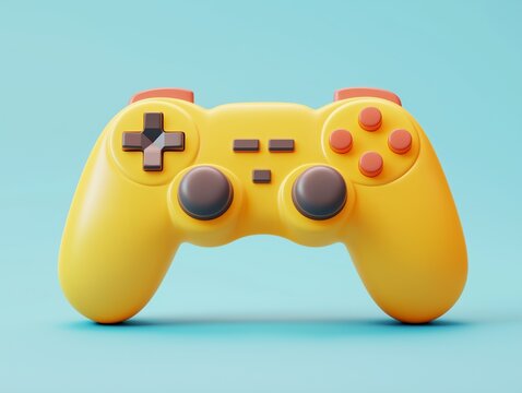 3d cartoon game pad Controller isolated on white background  - Powered by Adobe