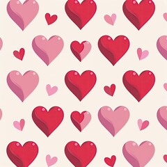 Colorful Pattern of Hearts in Various Shades on Light Background