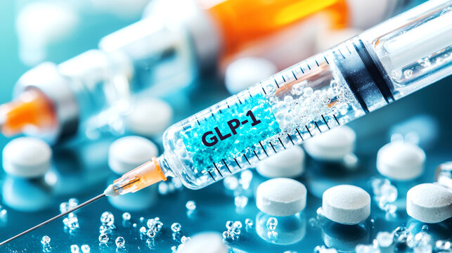 Glp-1 injection administration clinical setting medical content laboratory environment close-up view diabetes management and treatment