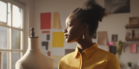 Aspiring Fashion Designer in a Sunlit Studio – Creativity and Inspiration