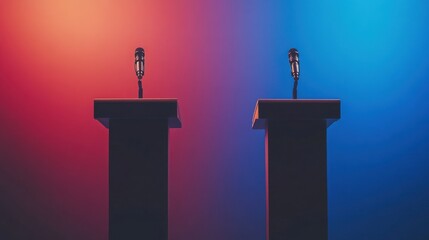 Minimalist Debate Stage with High Contrast Lighting