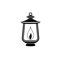 Vintage Oil Lantern: Classic Flame Design, Simple Black and White Minimalist Graphic Icon, Perfect for Retro and Classic Projects