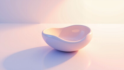 Elegant minimalist ceramic bowl in soft pastel hues, showcasing modern design and artistic craftsmanship against a clean, bright surface.