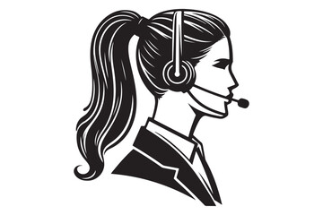 call center agent in profile view silhouette logo