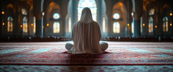 Fototapeta premium Person in Prayer in a Mosque