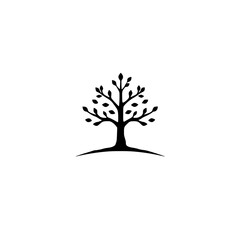 Elegant Minimalist Tree Illustration: Black and White Botanical Design, Nature Symbol, Simple Plant Graphic