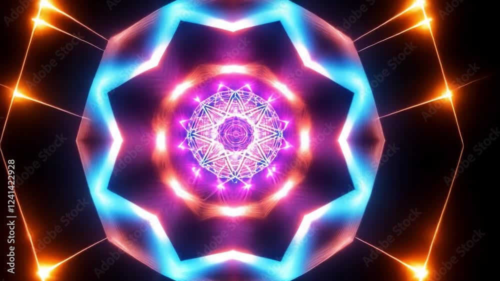 Poster exploring vibrant geometrical patterns created through artificial intelligence in 4k resolution
