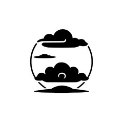 Sunset Landscape: A Minimalist Cloudscape Illustration.  Simple design, perfect for nature lovers and graphic designers. Evokes serenity and the beauty of a simple horizon.