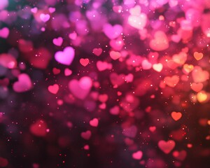 Romantic pink hearts bokeh background, Valentine's Day, love, celebration