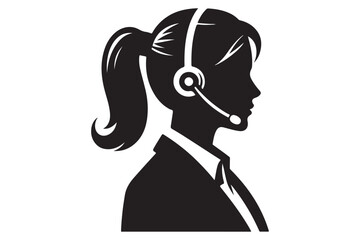 call center agent in profile view silhouette logo