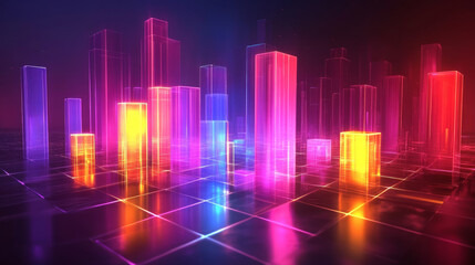 Fototapeta premium Abstract glowing bar graphs on clean background evoke energy