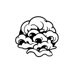 Abstract Cloud Formation: Black and White Ink Illustration of Swirling Clouds, Nature-Inspired Graphic Design Element