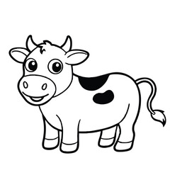 funny cow cartoon, coloring page