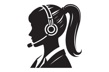 call center agent in profile view silhouette logo