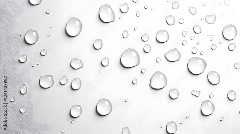 Aufkleber captivating close up of isolated transparent water droplets gracefully resting on a simple clean whi