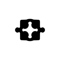 Abstract Black Puzzle Icon: Cross Shape, Geometric Pattern, Vector Graphic, Design Element