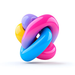 3D Abstract Iridescent Fluid Glossy Shape isolated on white background
