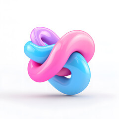 3D Abstract Iridescent Fluid Glossy Shape isolated on white background
