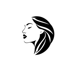 Elegant Woman Profile: A Black and White Fashion Illustration.  Minimalist vector graphic design of a stylish female face and hair. Perfect for beauty, fashion, and profile imagery.