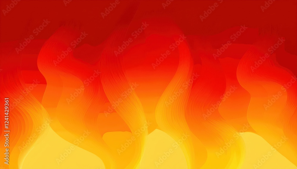 Aufkleber abstract fiery gradient waves in red and yellow colors, smooth and dynamic flowing shapes with a warm glowing effect