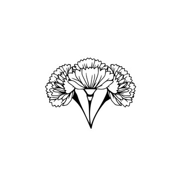 recommend clip art: Elegant Carnation Flower Line Art: Black and White Botanical Illustration - Minimalist Floral Design