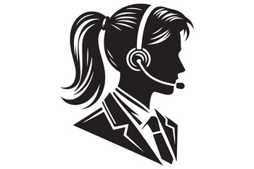 call center agent in profile view silhouette logo