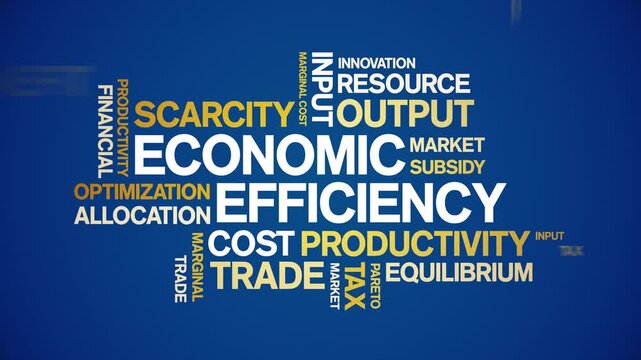 Economic Efficiency animated word cloud;text design animation tag kinetic typography seamless loop.