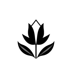 Geometric Tulip Flower: Minimalist Black and White Botanical Illustration