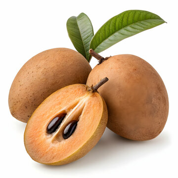 Golden-brown sapodilla fruit in high resolution for culinary creations, health-focused concepts, and organic produce presentations